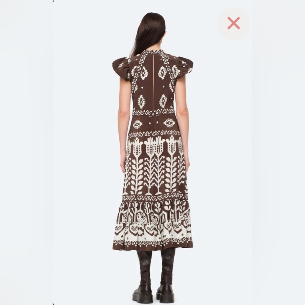 SEA NY Sonia Printed Cutout Silk Midi Dress - Picture 6 of 10